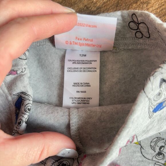 Nickelodeon Paw Patrol 2 Piece Set Outfit Pants Sweatshirt Grey Size 12 Months - Picture 4 of 11